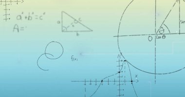 Mavi arkaplandaki matematiksel denklemlerin resmi. Bilim, denklemler ve veri işleme kavramı dijital olarak oluşturuldu.