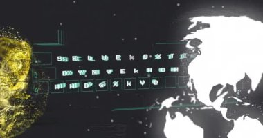 Dünya ve ikili kod üzerinde dijital veri işleme animasyonu. Teknoloji, fütüristik, siber uzay, ağ, matris, bilgi