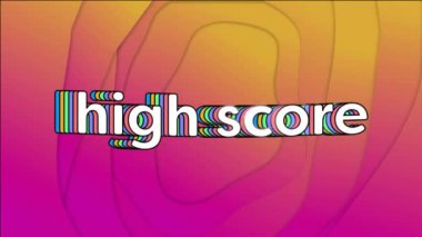 Renkli soyut arkaplan üzerinde yüksek metin animasyonu. tipografi, canlı, dijital, hareket, tasarım, enerjik