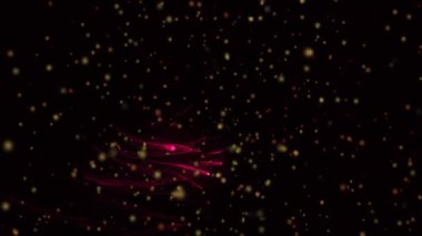 Neon kırmızı patikaların üzerindeki kırmızı noktaların animasyonu. Desen ve dijital arayüz kavramı, dijital olarak oluşturulmuş video.