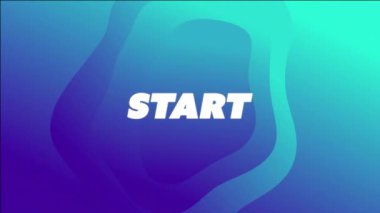 Mavi ve yeşil soyut şekiller üzerinde Başlat metni animasyonu. tipografi, tasarım, grafik, renkli, canlı, hareket