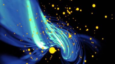 Neon mavi patikaların üzerindeki sarı noktaların animasyonu. Desen ve dijital arayüz kavramı, dijital olarak oluşturulmuş video.