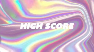 Yanardöner, renkli ve soyut arkaplan üzerinde yüksek puanlı metin animasyonu. dijital, canlı, hareketli, dinamik, neon, gradyan