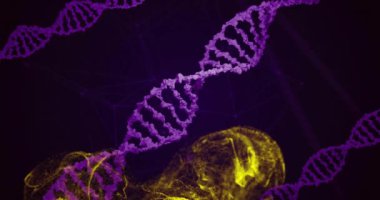 DNA iplikleri, moleküler yapılar, bilimsel araştırma animasyonu. Bilim, genetik, moleküller, biyoteknoloji, sarmal, laboratuvar konsepti