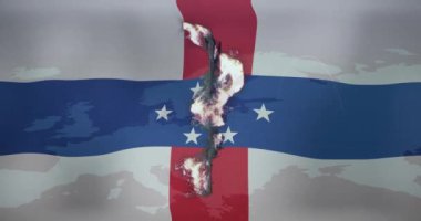 Yıldızlı ve haritalı kırmızı, beyaz ve mavi bayrak üzerinde dolar işareti animasyonu. Para, finans, para birimi, vatansever, ABD, ekonomi