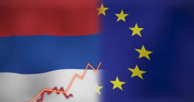 Hollanda ve eu bayrakları üzerinde diyagramlar animasyonu. Teknoloji, vatanseverlik, bayraklar ve dijital arayüz konsepti, dijital olarak oluşturulmuş video.