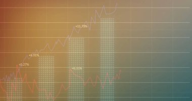 Şebeke üzerinde istatistik ve finansal veri işleme resimleri. Küresel iş, finans, hesaplama ve veri işleme kavramı dijital olarak oluşturulmuş görüntü.