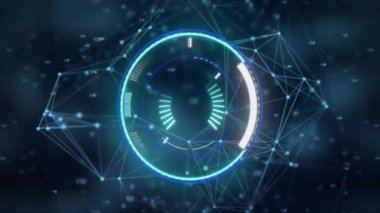 Veri noktaları ve ağ bağlantıları olan dijital küre animasyonu. Teknoloji, internet, görselleştirme, fütüristik, küresel, siber uzay