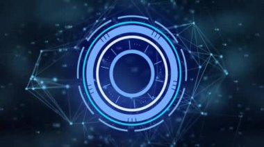 Ağ bağlantıları ve geometrik şekiller üzerinde dijital veri işleme animasyonu. Teknoloji, gelecekçi, siber, sanal, iletişim