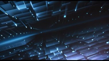 Siyah arkaplanda hareket eden siyah ışık karelerinin animasyonu. Desen, şekiller ve doku konsepti, dijital olarak oluşturulmuş video.