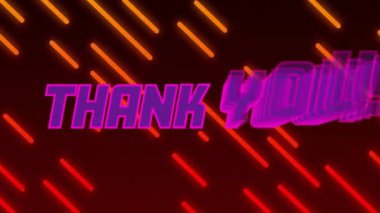 - Teşekkür ederim! Koyu arkaplandaki köşegen parlayan çizgiler üzerinde metin animasyonu. Kutlama, tebrikler, takdir, minnettarlık, minnettarlık, pozitiflik