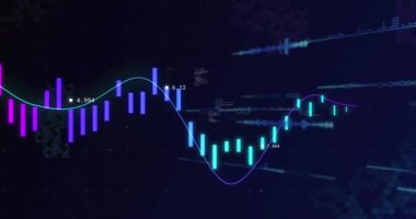 Finansal veriler ve grafikler ve grafiklerle birlikte borsa analizi. Finans, analitik, veri görselleştirme, yatırım, ekonomik eğilimler, ticaret