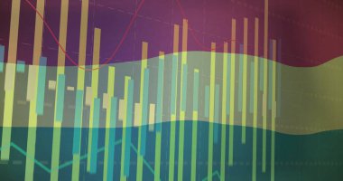 Financial data analysis image with line graphs over hungary flag. finance, bar graph, statistics, visualization, chart, infographic clipart