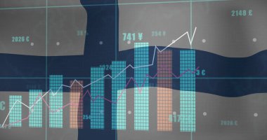 Finans verileri ve döviz döviz imajı Finlandiya bayrağı geçmişi üzerinde. finans, ekonomi, iş, yatırım, ticaret, borsa