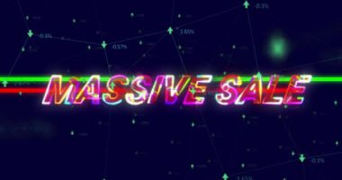 Finansal veriler ve borsa göstergeleri üzerine toplu indirimli metin animasyonu. Finans, ticaret, ekonomi, indirim, dijital, yatırım kavramı