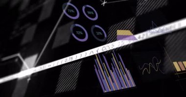 Veri işleme ve kodlama arkaplanı üzerine grafikler ve çizelgeler. analitik, istatistik, görselleştirme, teknoloji, bilgi