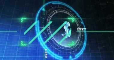 Dijital arayüzde dönen elementler ve numaralar, gelecekteki teknoloji animasyonları. siber, sanal, yenilik, ekran, tasarım