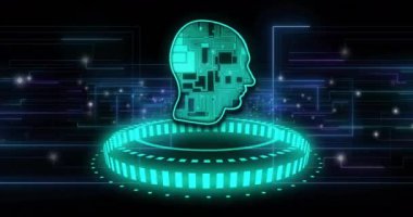 Fütürist arayüz ve dijital devre başı, yapay zekayı canlandırıyor. Teknoloji, yenilik, gelecek, yapay zeka, robot bilimi, ağ