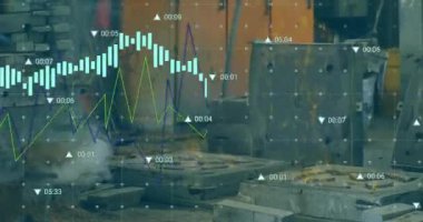 Fabrikadaki endüstriyel makinelerin finansal veri haritası. Endüstri, teknoloji, mühendislik, otomasyon, analiz, iş