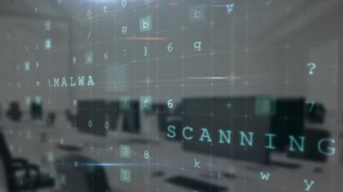 Ofis üzerinde bilgisayar çalışma istasyonlarıyla ilgili mesaj animasyonu uyarısı. İş yeri, iş yeri, dikkat, alarm, teknoloji, masa