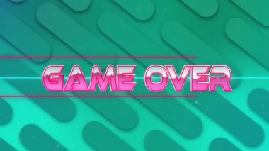 Yeşil geometrik şekiller üzerinde metin animasyonu üzerinden oyun bitti. Oyun, dijital, soyut, modern, stil, grafik