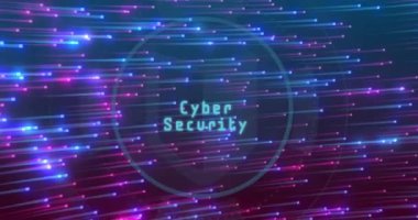 Renkli dijital veri akışları üzerinde kalkan simgesi animasyonu olan akıllı telefon. Teknoloji, güvenlik, siber güvenlik, şifreleme, veri koruması, mobil