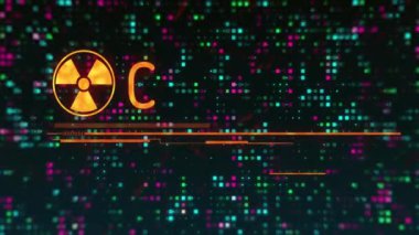 Uyarı ve acil eylem dijital şebeke arkaplanı üzerinde metin animasyonu gerektiriyordu. Uyarı, acil, acil, tehlike, dikkat, hızlı