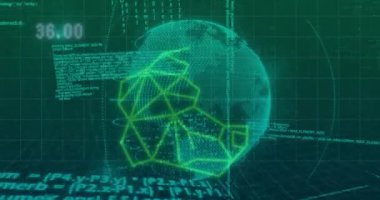 İkili kodlu parlayan yeşil küre, arka planda dijital ağ animasyonu. Teknoloji, fütürist, siber güvenlik, veri, iletişim, küresel konsept