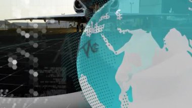 Son dakika haberleri: Uçak ve dijital dünyanın arka planı hareket halinde. yayın, dünya, medya kavramı