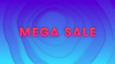 Mavi ve mor gradyan üzerinde Mega Satış metin animasyonu. Promosyon, indirim, reklam, alışveriş, canlı, dinamik