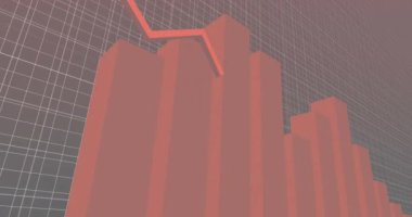 Izgara arkaplanı üzerinde çizgi grafik animasyonu azaltılıyor. Analiz, istatistik, finans, iş, veri görselleştirme, eğilimler