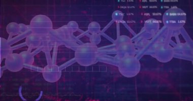 Borsa grafikleri üzerinde moleküler yapı ve finansal veri analizi. Finans, yatırım, teknoloji, analitik