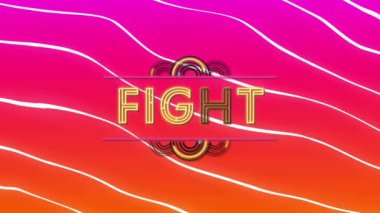Renkli dalgalı arkaplanlı ve neon çizgileri olan dövüş metni animasyonu. Tipografi, canlı, modern, grafikler
