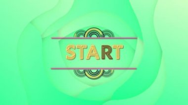 Soyut yeşil arkaplan ve renkli çizgiler üzerinde Başlat metni canlandırması. hareket, canlı, dinamik