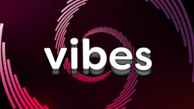 Karanlık arka planda renkli dairesel desenler üzerinden metin animasyonu yapıyor. Soyut, psikedelik, canlı, neon, hareket, grafikler