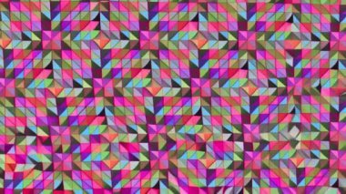 Renkli geometrik şekiller canlı mozaik desenli animasyonlar oluşturuyor. Soyut, dinamik, kusursuz, simetri, tasarım, dijital sanat