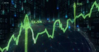 Finansal veriler ve borsa analizi ikili kod arka planı üzerine. Maliye, analitik, ticaret, yatırım, ekonomi, büyüme