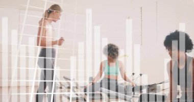 Pilates ekipmanıyla egzersiz yapan insanların sağlık veri analizi. egzersiz, teknoloji, sağlık