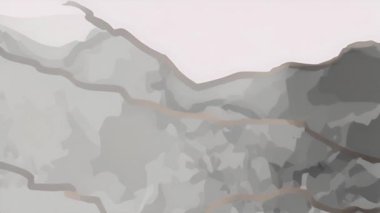 Gri tonlu ve katmanlı dokuları olan soyut dağ manzarası animasyonu. dijital sanat, grafik, çağdaş, siyah ve beyaz, tasarım, minimalist
