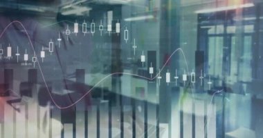 Ofisteki iş kadınının finansal veri tabloları ve grafikleri. finans, analitik, teknoloji