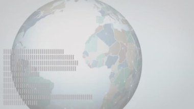 İkili kodlu dönen dünya ve dijital animasyonda ağ bağlantıları. Teknoloji, veri, bağlantı, fütüristik