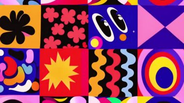 Soyut tasarımlar ve canlı renklerle renkli geometrik şekiller ve desenler. dijital, modern, yaratıcılık, sanat, dinamik, görsel