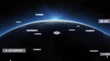 Dünya üzerinde uzaydan insanları birbirine bağlayan sosyal medya bildirimleri. Teknoloji, bağlantı, sosyal ağ, iletişim, dijital, İnternet