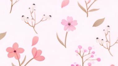 Pembe ve beyaz çiçekler, açık arkaplanda yapraklar var. Çiçek, botanik, doğa, pastel, çiçek, taç yaprakları