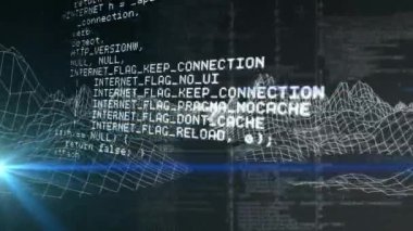 Karanlık zemin üzerinde üç boyutlu grafik ve matematiksel denklemler canlandırılıyor. Animasyon, matematik, teknoloji, dijital, fütürist