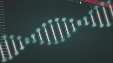 Bilimsel veriler, DNA dizileri ve ikili kodlama animasyonları işleniyor. Bilim, teknoloji, analiz, genetik, biyoteknoloji, dijital