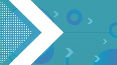 Mavi arka planda oklar ve geometrik şekiller canlandırılıyor. Animasyon, grafik tasarım, soyut, hareket, dijital, fütürist