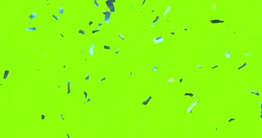 Konfeti parlak yeşil arka plan üzerine düşen animasyon. Kutlama, parti, renkli, neşeli, neşeli, canlı
