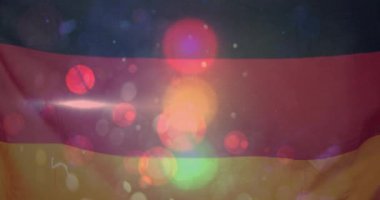 Alman bayrağını kaplayan renkli ışık bokeh animasyonu. Almanya, ışıklar, arka plan, kutlama