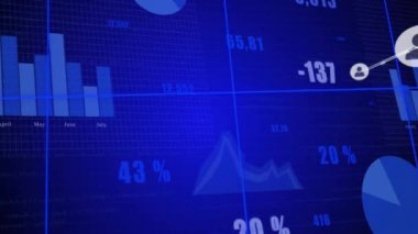 Finansal grafik ve grafikler üzerinden veri işleme ve ağ animasyonu. Analizler, teknoloji, finans
